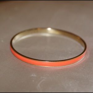 J. Crew Neon Coral Enamel Gold Accented Bangle.